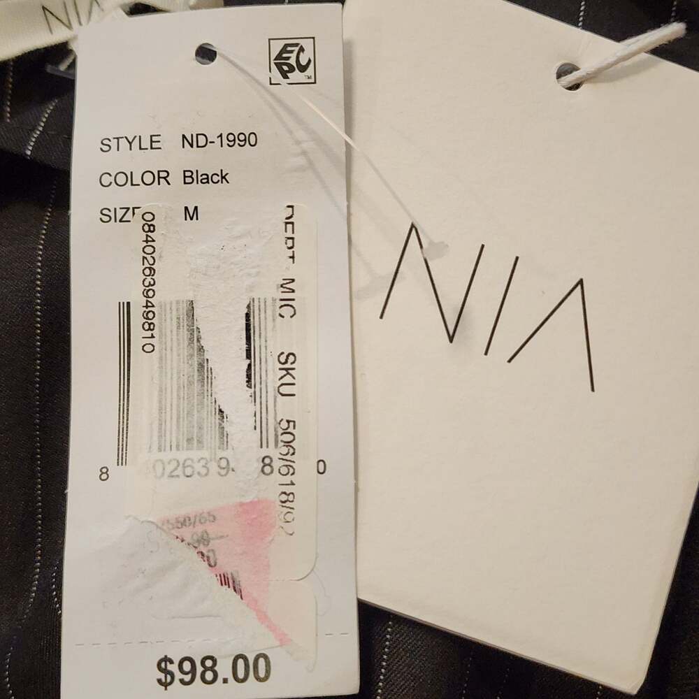 NIA Pinstripe Mini Dress with Contrast Lace Detail - Picture 4 of 6